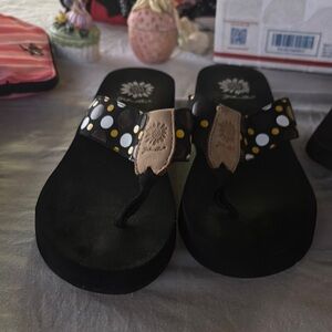 Yellow Box Black and White Sandals